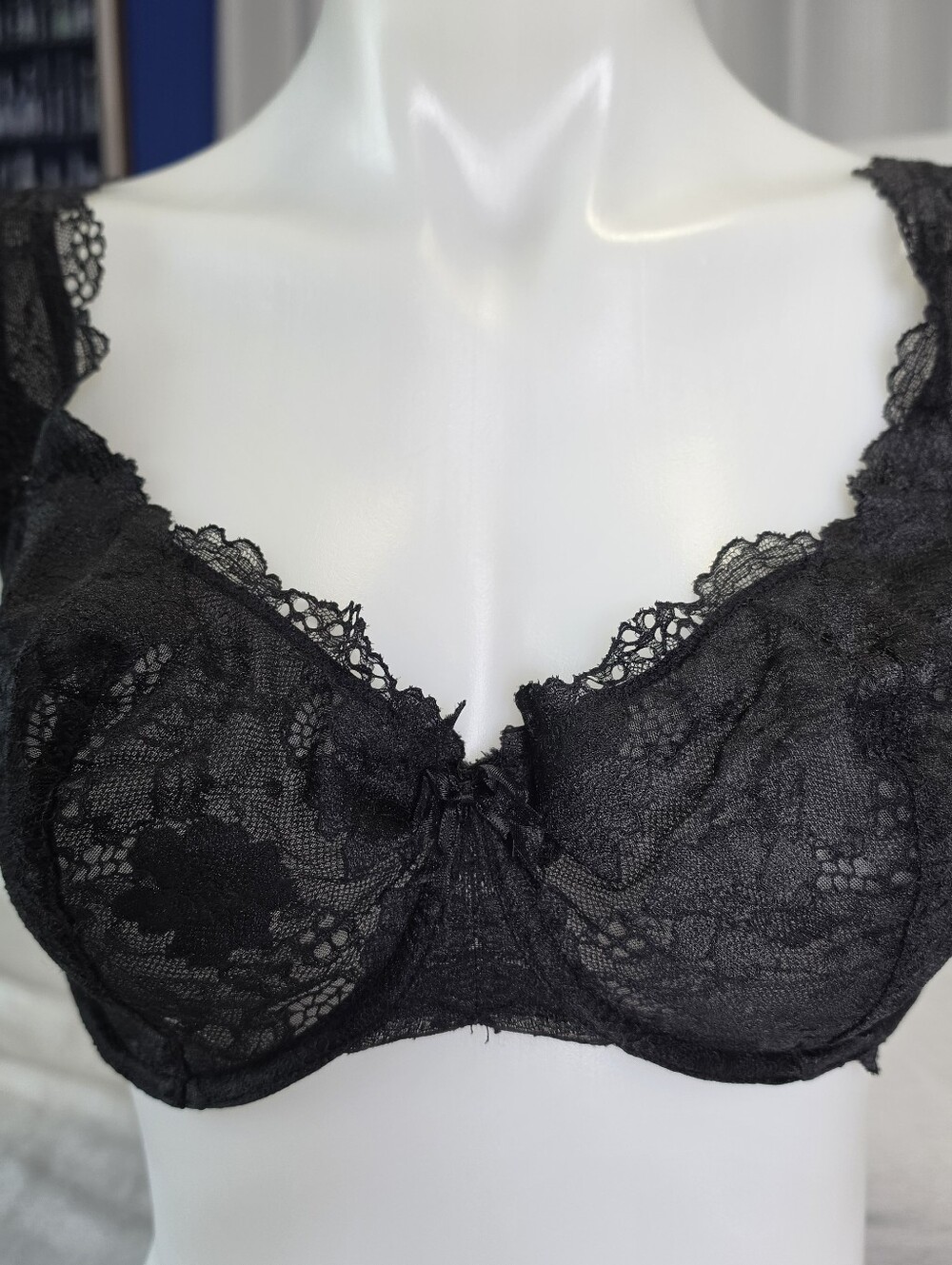 Felina 110026 Monica Unlined Lace Semi Demi Underwire Bra 34DDD Black